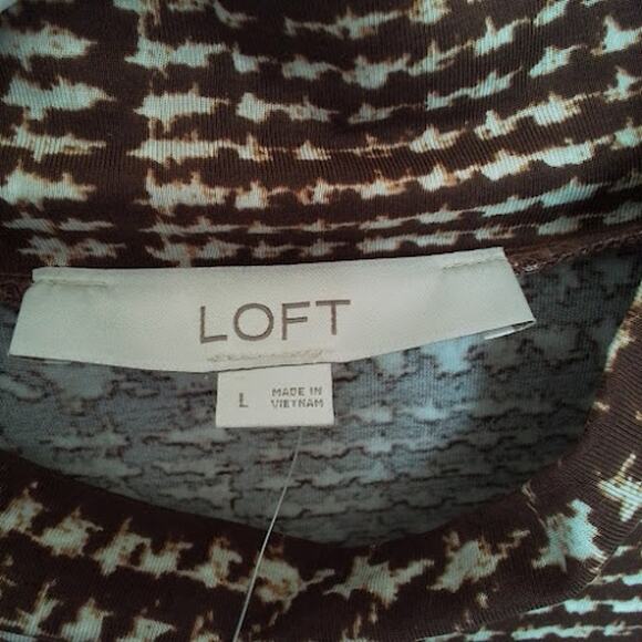 Loft Houndstooth Mock Neck Long Sleeve Midi Dress Size L - Picture 5 of 7